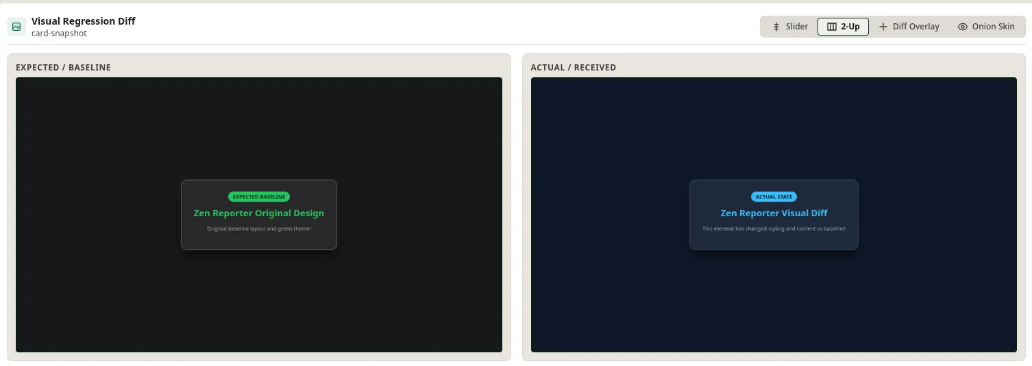 Visual Regression Diff - 2 Up Mode